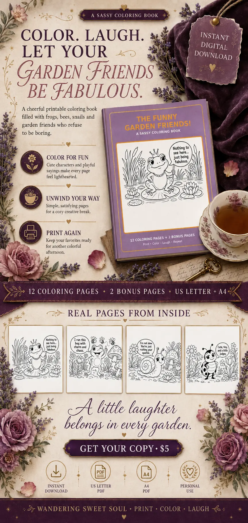 The Funny Garden Friends Coloring Book